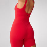 Women's Hugcurve V Neck Workout Romper Clay Brown