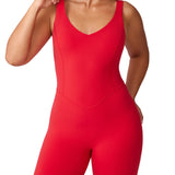 Women's Hugcurve V Neck Workout Romper Clay Brown