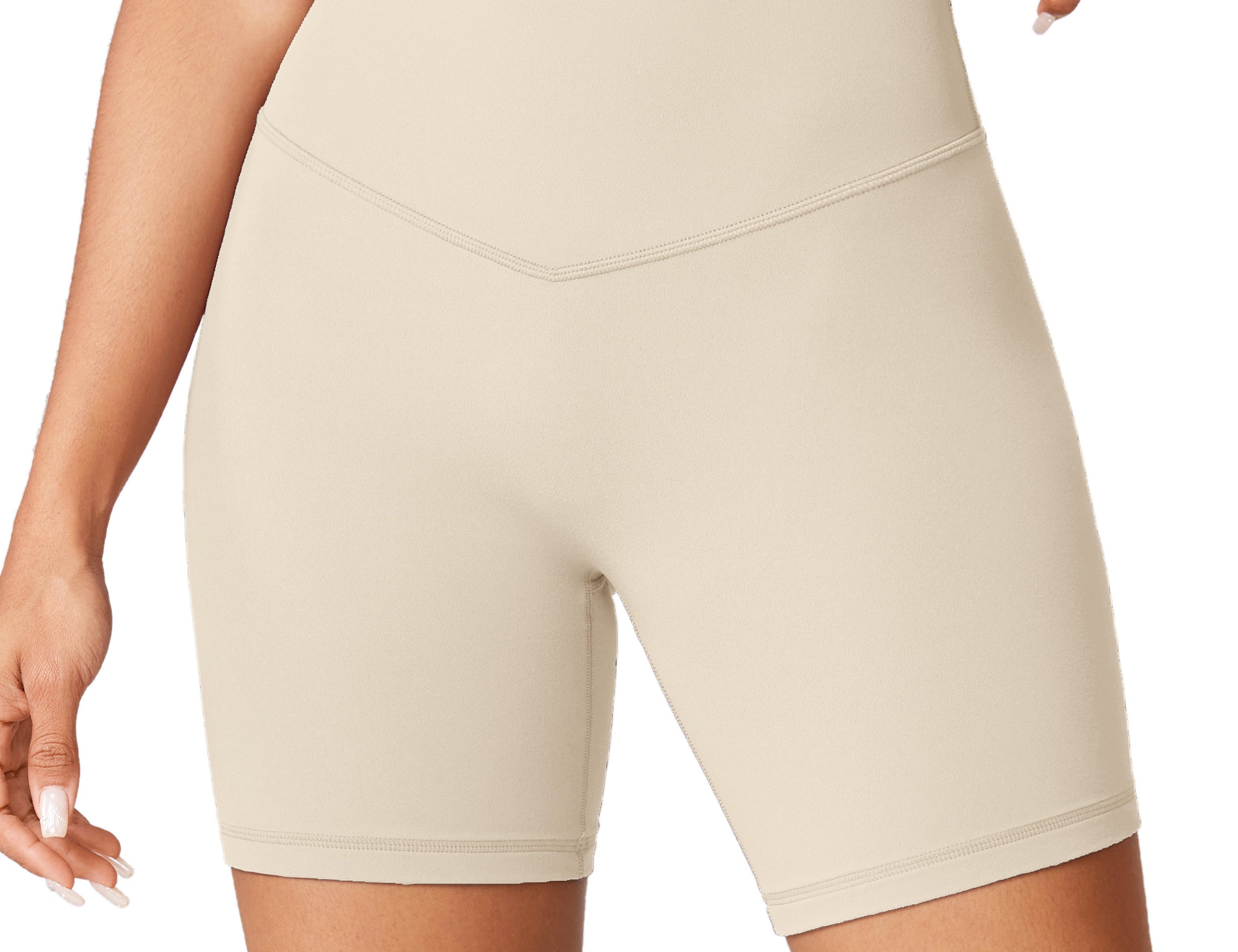 Women's Hugcurve No Front Seam Biker Shorts 6" Mocha Cocoa