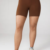 Women's Hugcurve No Front Seam Biker Shorts 6" Mocha Cocoa