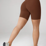 Women's Hugcurve No Front Seam Biker Shorts 6" Mocha Cocoa