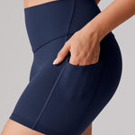 Women's Hugcurve No Front Seam Pockets Shorts 5" Noctilucence Blue