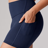 Women's Hugcurve No Front Seam Pockets Shorts 5" Noctilucence Blue