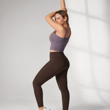 Women's Hugcurve Hidden Scrunch Butt Leggings 25" - No Front Seam Clay Brown