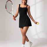Women's Hugcurve One Shoulder Tennis Dress - Detachable Strap Black