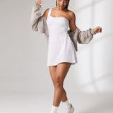 Women's Hugcurve One Shoulder Tennis Dress - Detachable Strap White