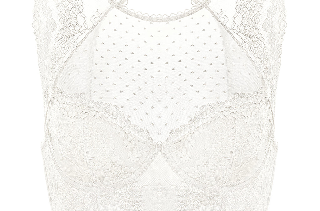 Women's Classic Lacy Mesh Bra Top Ivory