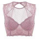 Women's Classic Lacy Mesh Bra Top Rose Brown