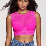 Women's Classic Lacy Mesh Bra Top Bright Fuchsia