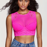 Women's Classic Lacy Mesh Bra Top Bright Fuchsia