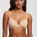 Women's Romantic Lace Plunge Bra Beige