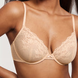 Women's Romantic Lace Plunge Bra Beige