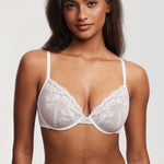 Women's Romantic Lace Plunge Bra White