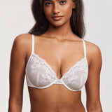 Women's Romantic Lace Plunge Bra White