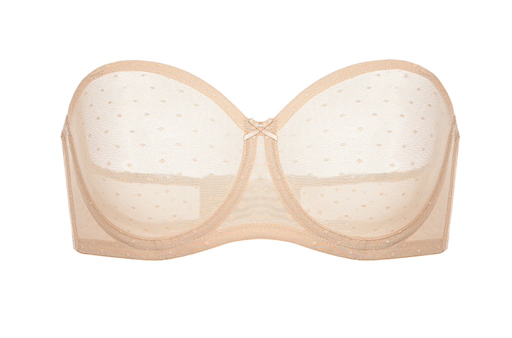 Women's Sexy Mesh Strapless Bra Beige @model_info:ES1