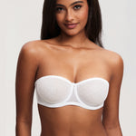 Women's Sexy Mesh Strapless Bra White @model_info:ES1
