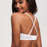 Women's Sexy Mesh Strapless Bra White @model_info:ES2