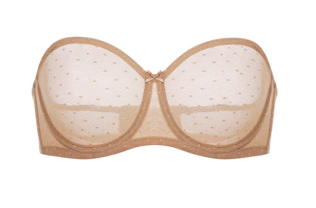 Women's Sexy Mesh Strapless Bra Natural @model_info:ES1