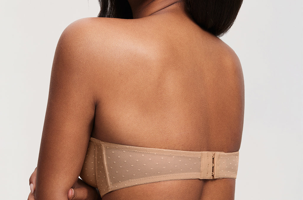 Women's Sexy Mesh Strapless Bra Natural @model_info:ES3