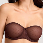 Women's Sexy Mesh Strapless Bra Hazelnut @model_info:ES3