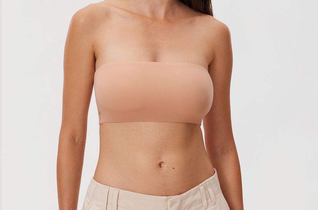 Women's Seamless Bandeau Bra Cream Coffee