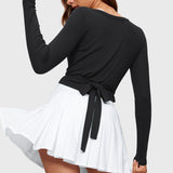 Women's V-Neck Cross Ballet Wrap Top Milk Pink