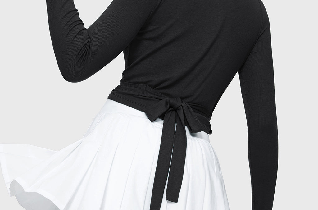 Women's V-Neck Cross Ballet Wrap Top Milk Pink