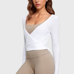 Women's V-Neck Cross Ballet Wrap Top Black