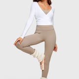 Women's V-Neck Cross Ballet Wrap Top Black