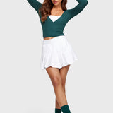 Women's V-Neck Cross Ballet Wrap Top Americano