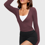 Women's V-Neck Cross Ballet Wrap Top White