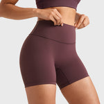 INGIA Womens High Waist No Front Seam Scrunch Butt Biker Shorts 5'' V-Back Scrunch Booty Gym Workouts Mineral