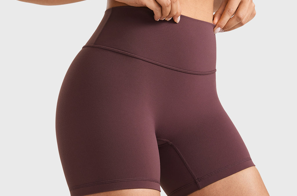 INGIA Womens High Waist No Front Seam Scrunch Butt Biker Shorts 5'' V-Back Scrunch Booty Gym Workouts Mineral