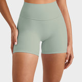 INGIA Womens High Waist No Front Seam Scrunch Butt Biker Shorts 5'' V-Back Scrunch Booty Gym Workouts Milk Pink