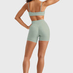 INGIA Womens High Waist No Front Seam Scrunch Butt Biker Shorts 5'' V-Back Scrunch Booty Gym Workouts Milk Pink