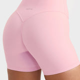 INGIA Womens High Waist No Front Seam Scrunch Butt Biker Shorts 5'' V-Back Scrunch Booty Gym Workouts Milk Pink