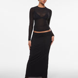 INLYRIC Women's Cosnufy® Mesh Sheer Long Sleeve Top Black