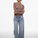 INLYRIC Women's Cosnufy® Mesh Sheer Long Sleeve Top Hazelnut