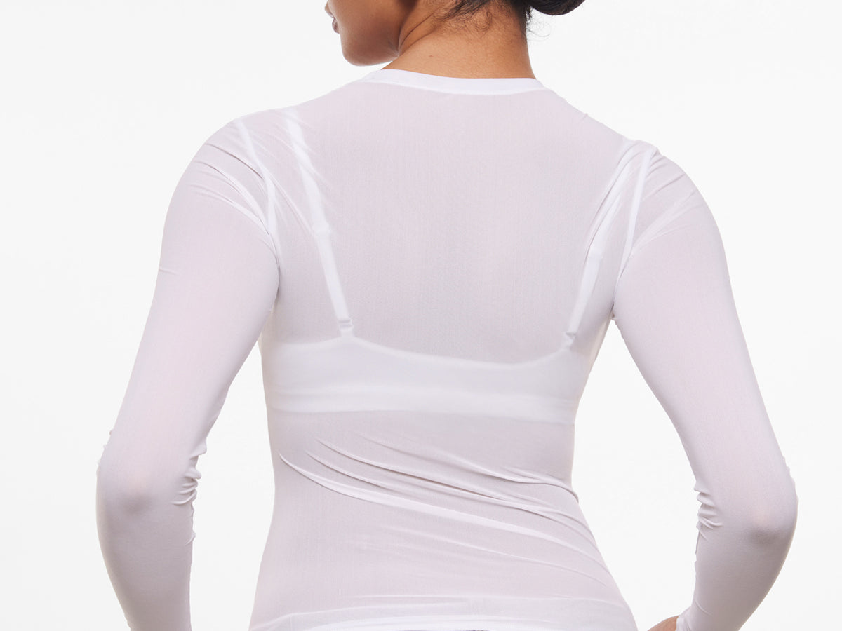 INLYRIC Women's Cosnufy® Mesh Sheer Long Sleeve Top Brown Purple