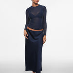 INLYRIC Women's Cosnufy® Mesh Sheer Long Sleeve Top Brown Purple