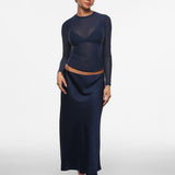 INLYRIC Women's Cosnufy® Mesh Sheer Long Sleeve Top Brown Purple