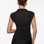 INLYRIC Cosnufy® Sheer Mesh Mock Neck Tank Top Hazelnut