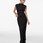 INLYRIC Cosnufy® Sheer Mesh Mock Neck Tank Top Hazelnut