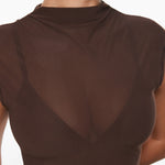 INLYRIC Cosnufy® Sheer Mesh Mock Neck Tank Top Twilight Blue