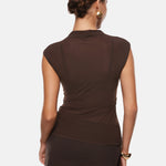 INLYRIC Cosnufy® Sheer Mesh Mock Neck Tank Top Twilight Blue