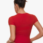 Women's Single Layer Basic Short Sleeve Top - Crew Neck Wheat Beige