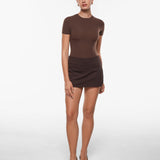 Women's Single Layer Basic Short Sleeve Top - Crew Neck Hazelnut