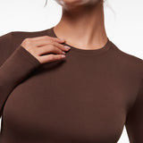 Women's Thermal Crewneck Long Sleeve Top Black