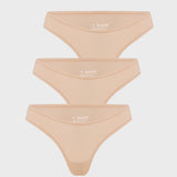 Women's V-shaped Low Rise Thongs 3 Pack Wheat (3pack)