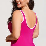 Women's Zipper One Piece Swimsuit Rose Violet @model_info:ES2